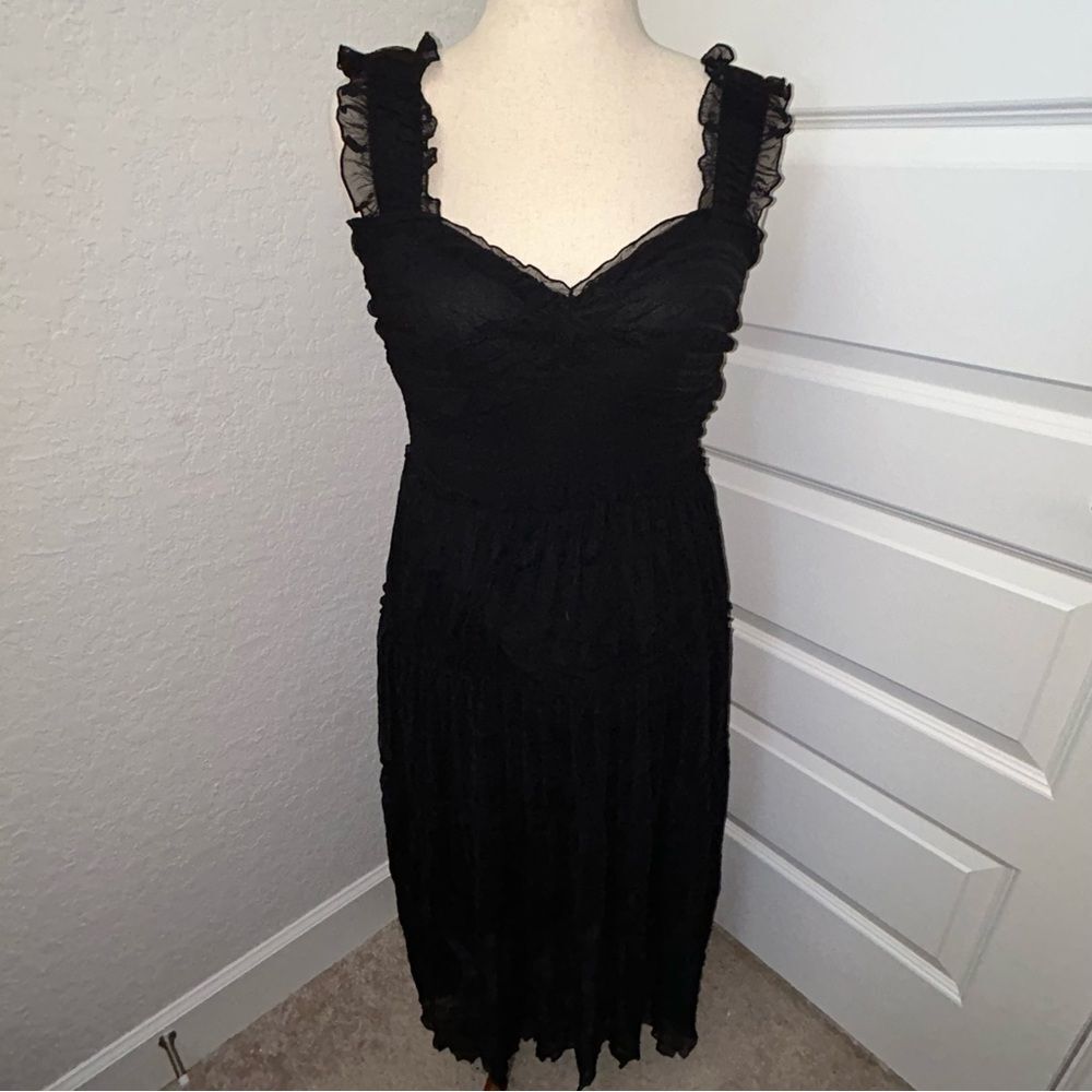 New, Max Studio Ruffle Layer Mesh Sleeveless Midi Dress - Picture 12 of 12